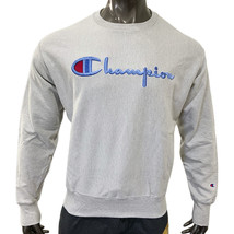 Nwt Champion Msrp $61.99 Embroidery Logo Men Gray Long Sleeve Sweatshirt Size Xl - £22.96 GBP