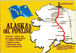 Postcard Alaska&#39;s Pipeline Map of State and Flag Information on Oil   6 x 4 ins. - £3.89 GBP