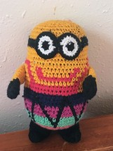 Small Colorful Crocheted Stuffed Despicable Me Minion Doll – 4.5 inches high x - £15.47 GBP