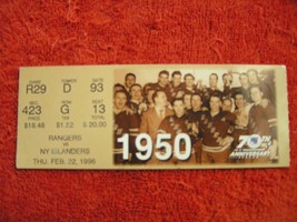 NY Rangers 2/22 1996 Ticket Stub Vs. Islanders MSG 95-96 70th Anniversary Season - £6.02 GBP