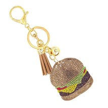 Bling Crystal Hamburger Tassel Keychain Bag Charm - $13.86