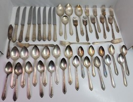 47 VTG Antique WMA Rogers Oneida Silverplate Flatware Set Lot Fork Knife Spoon - £30.92 GBP