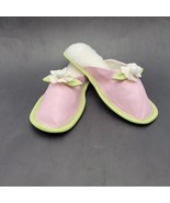 Vtg Amy Jo Gladstone Pink &amp; Green Slide Slippers Size M Leather - $46.74