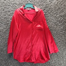 VTG Victoria Secret PJ Top Sleep Shirt Women Small Red Satin Long Sleepwear * - £7.56 GBP