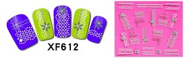 Nail Art 3D Stickers Stones Design Decoration Tips Flowers White Black XF612 - £2.26 GBP