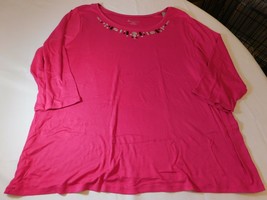 Lane Bryant Women&#39;s Ladies 3/4 Sleeve T-Shirt Top Bling 26-28 Pink NWT - £35.47 GBP