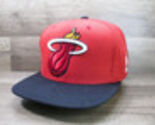 Miami Heat Hat Men White Red Embroidered Mitchell &amp; Ness Snap Back Cap - $27.44