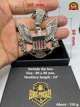 Elvis Presley Eagle Badge Big Silver Plated Pendant Necklace 28 Inch Hip Hop Men - £35.82 GBP