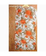 Orange Green White Floral Shift Dress Vintage - £8.83 GBP