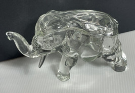 Vintage Tiara Indiana Clear Glass Elephant Lidded Covered Candy Dish Trinket Box - £14.69 GBP