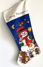 Vintage Christmas Stocking Handmade Snowman 19.5&quot; - £18.49 GBP