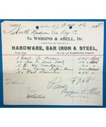 WIGGINS &amp; ABELL Iron &amp; Steel vintage October 16, 1894 invoice on letterhead - $17.58 CAD
