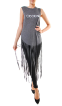WILDFOX Womens Tank Top Coconut Fringed Dirty Black Grey Size XS - £43.23 GBP