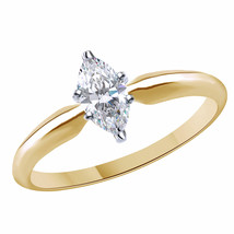ValentineÃÂs Day 1/3 Ct Simulated Marquise Wedding Ring 14K Yellow Gold Plated - £52.84 GBP