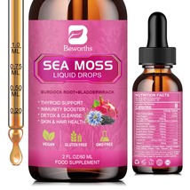 10000mg Sea Moss Liquid Drops With Bladderwrack & Burdock Root Thyroid Support - $39.98
