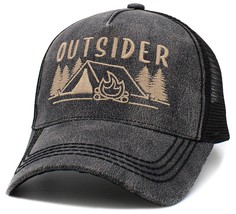 &quot;Outsider&quot; Nature &amp; Camping Dark Gray Meshback Trucker Style  Hat by KB Ethos - £14.92 GBP