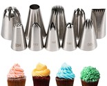 Cake Decorating Icing Piping Tip Set, 10 X-Large Decorating Tips Stainle... - £23.50 GBP