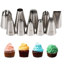 Cake Decorating Icing Piping Tip Set, 10 X-Large Decorating Tips Stainle... - £23.63 GBP