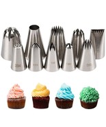 Cake Decorating Icing Piping Tip Set, 10 X-Large Decorating Tips Stainle... - £23.56 GBP