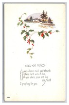 Happy New Year Prophecy Winter Landscape Holly Bells UNP Unused DB Postc... - £3.11 GBP