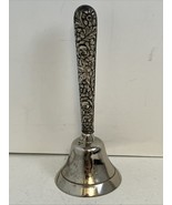 Repousse Sterling Silver Handle Dinner Bell Flowers Floral Motif 4.5 Inc... - $94.90 CAD