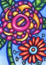 abstract flowers drawing aceo original art atc trading card mini art - £10.54 GBP