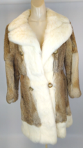 Girls 14/16 VTG Rabbit Fur Coat Brown w/Silk Lining 32&quot; Chest Wide Collar XS - £194.61 GBP