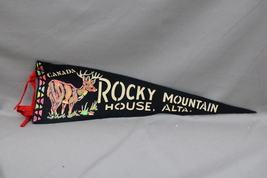 Vintage Tourist Pennant - Rocky Mountain House Alberta Deer Image - Felt... - £22.80 GBP