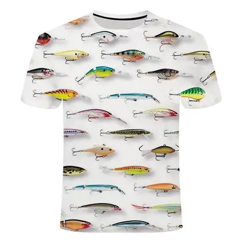 2024 new fishing t shirt style casual Digital fish 3D Print t-shirt Men ... - $27.57