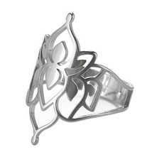 Boho Lotus Flower Ring Womens Silver Stainless Steel Goddess Band Adjustable - £11.98 GBP