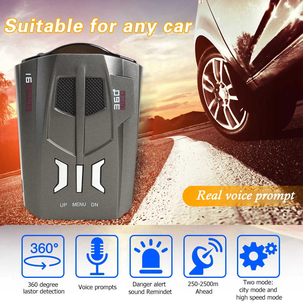 V9 2020 Radar Detector English Russian Human Voice Auto Vehicle Speed Alert Wa - £20.33 GBP