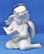 Angel sculpture reading a book with Silver Halo 3&quot; High - $12.36