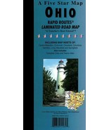 A Five Star Map ~ OHIO ~ Rapid Routes ~ Laminated Road Map ~ Map Insets ... - £11.76 GBP