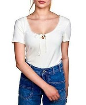 Self Esteem Juniors Lace-Trim Cropped Keyhole Top, Size Large - $15.84