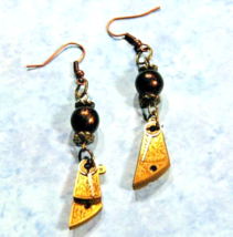 Earrings / Bronze Watch Parts + Vintage Beads / Upcycled Jewelry / Dangle &amp; Drop - £11.90 GBP