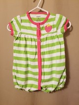 Carters - 1-piece Snap-Up Romper Green White Stripe Strawberry Size 3M  IR2 - £5.40 GBP