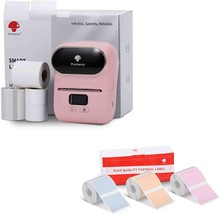 Phomemo M110S Label Maker Set- With 3 Rolls Of Color Paper, Bluetooth, Pink. - £84.93 GBP