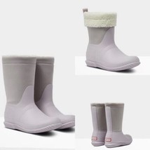 Hunter Original Roll Top Sherpa Lined Boots Haze Pink Waterproof Womens Size 9 - £75.16 GBP