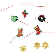 Christmas Embroidered Patches Snowflake Tree Stocking Bells Wreath Lot of 8 - $7.84