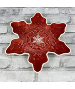 Hallmark Holiday Ceramic Snowflake Serving Dish Red White Candy Plate 10... - £8.81 GBP