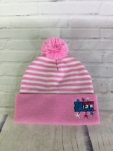 Bioworld Teen Titans Go Logo Knit Cuff Pom Beanie Hat Cap Pink White Str... - £18.99 GBP