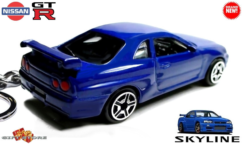 RARE KEYCHAIN BLUE NISSAN SKYLINE GTR R34 CUSTOM Ltd Ed GREAT GIFT ...