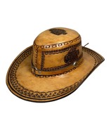 Corona Extra Cowboy Hat Mens Leather Size 10 Tooled Brown - $60.00