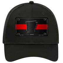 Arkansas Thin Red Line Novelty Black Mesh License Plate Hat - £23.11 GBP