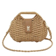 Fashion Wicker Rattan Bag Woven Women Handbags Summer Travel Beach Bag Bali Stra - £64.67 GBP