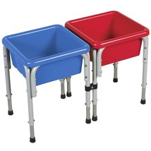 2-Station Sand And Water Adjustable Play Table, Sensory Bins, Blue/Red - £132.93 GBP