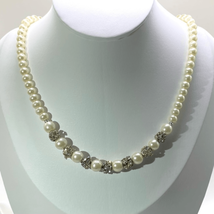 AVW Vintage Napier Ivory Faux Pearl &amp; Crystal Necklace - £38.98 GBP
