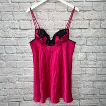 Vintage 70s Victorias Secret Nightie Nightgown Bright Pink Lace L union ... - £45.75 GBP