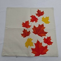 Fall Leaves Falling Throw Pillow Cover Orange Brown Yellow - £9.51 GBP