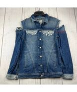 Mavi Small Classic Fit Stretchable Distressed Denim Jeans Jacket Blue Wo... - $139.59 CAD
